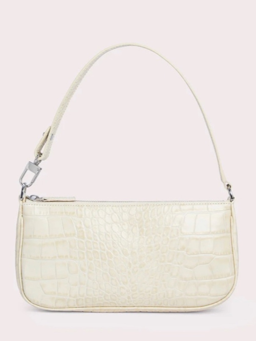 BY FAR Rachel Bag - Cream Croc-Embossed